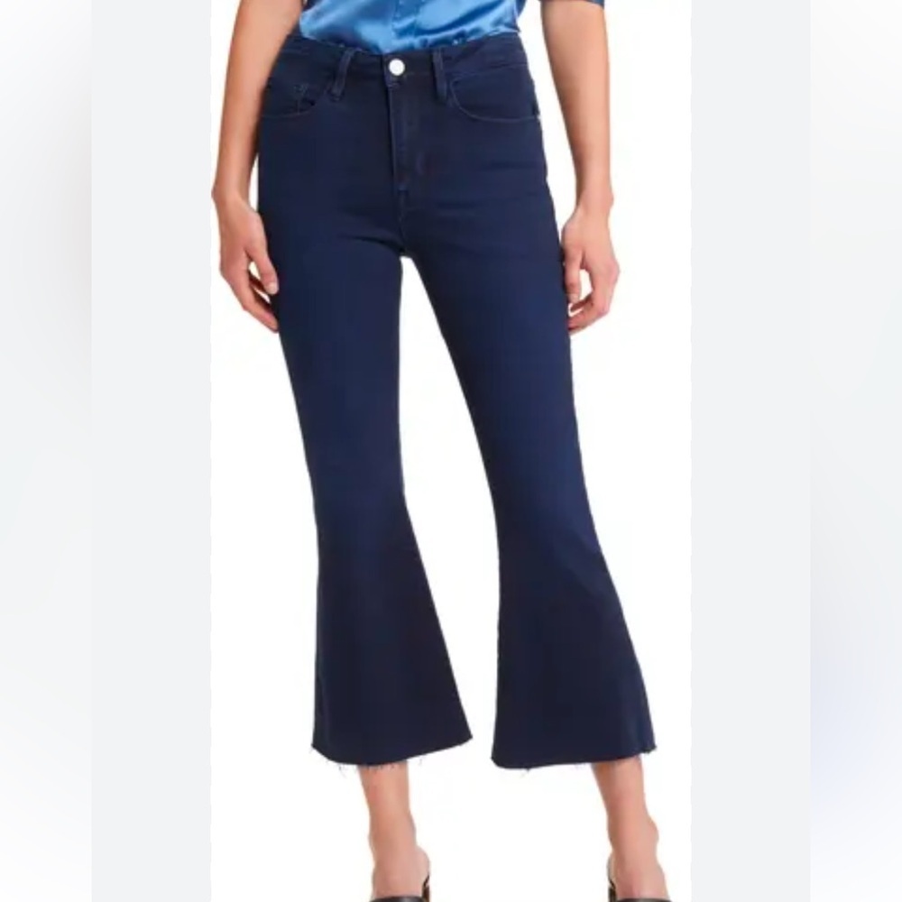 Frame Denim Dark Blue Flare Crop Jeans